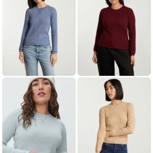 Everlane The Organic Cotton Waffle Long-Sleeve Tees Medium (Fits S/XS) Lot of 4